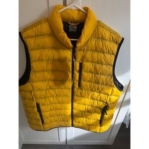 32 Degrees Heat Mens XL Puffer Vest Mustard Yellow Full Zip Lightweight Quilted